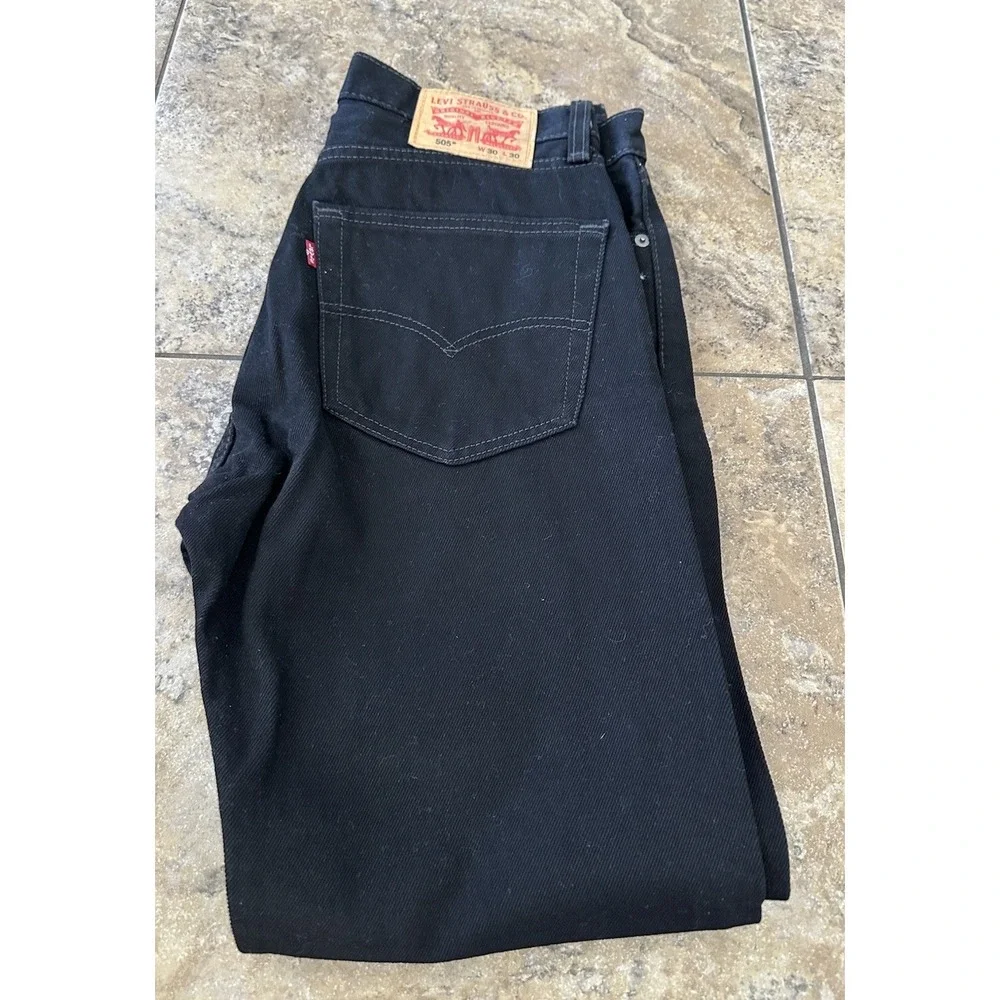 Levi's Men's 505 Straight Regular Fit Black Jeans Size 30X29